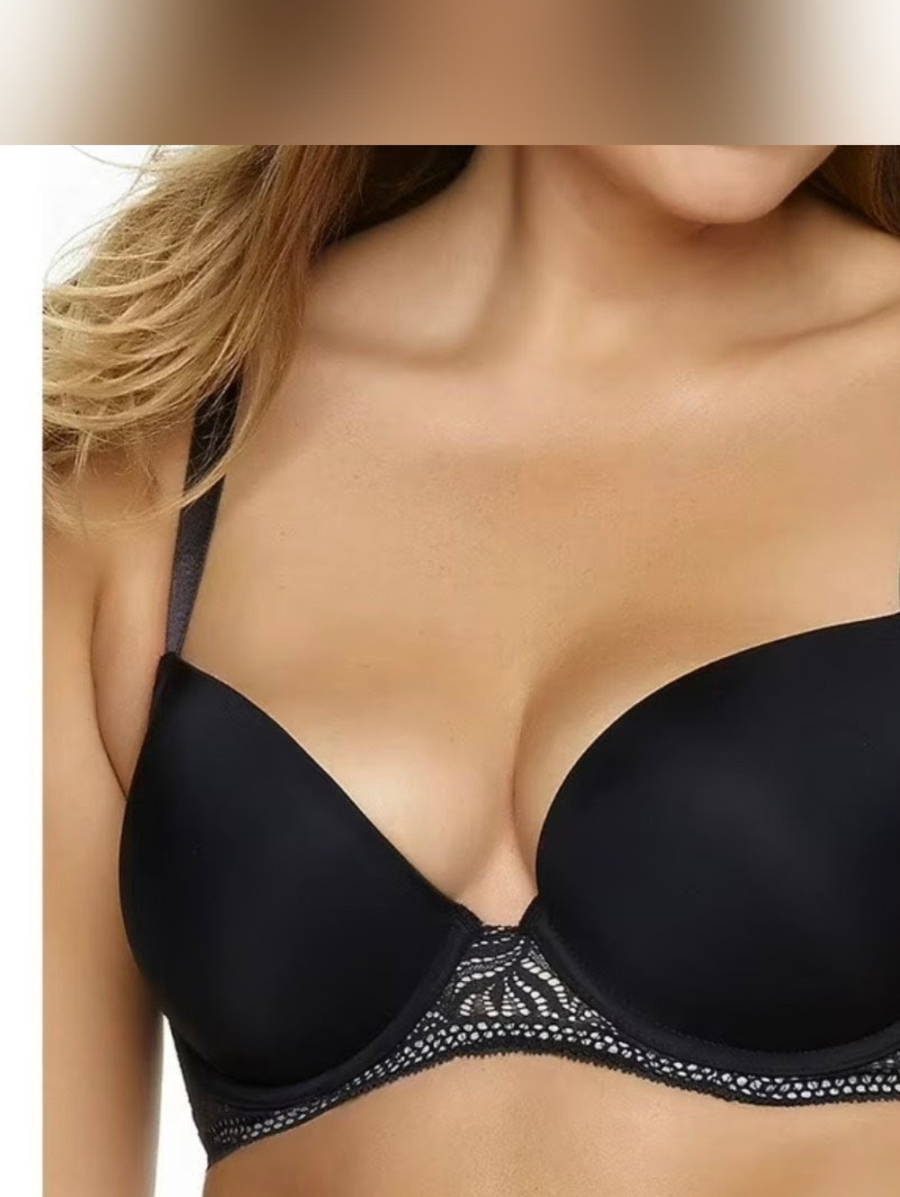 Paramour By Felina Black Plunge Lace-Back Bra